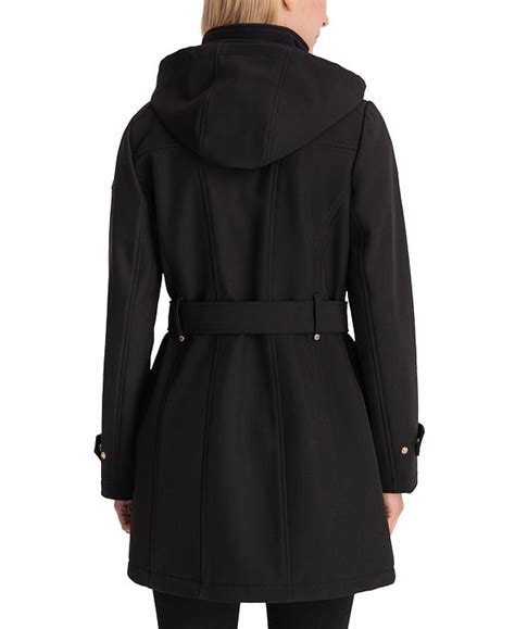 michael kors hooded raincoat|Michael Kors raincoat with belt.